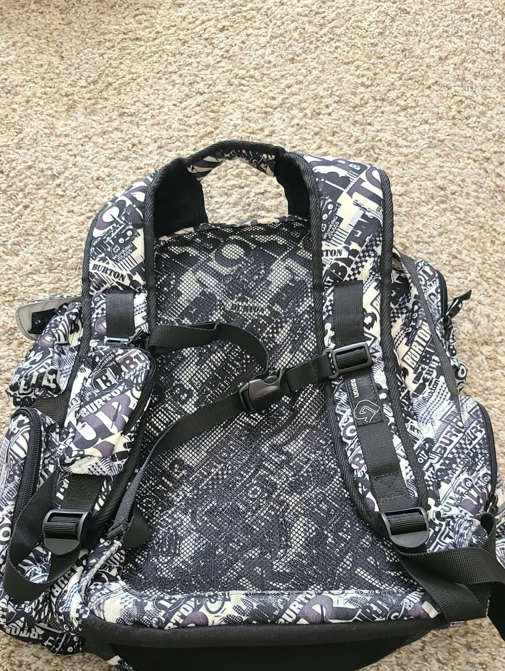 Burton Black & White Graphic Logo Backpack